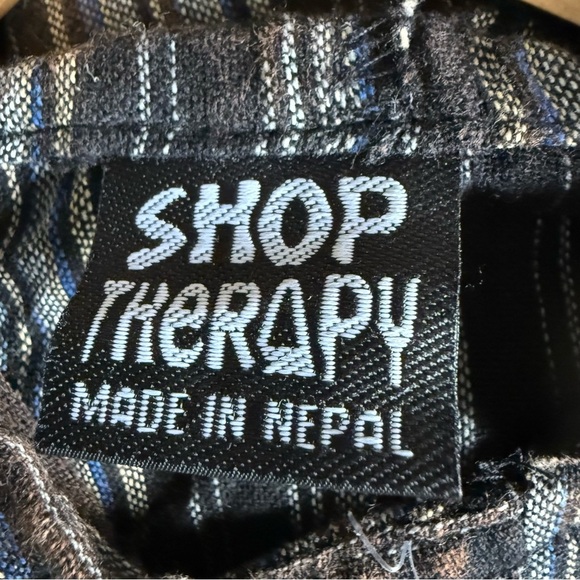 SHOP Therapy Mens Striped Wooden toggles Hoodie, Shirt L Grunge Goth Streetwear - Picture 7 of 9